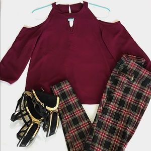 Wine Off the shoulder blouse